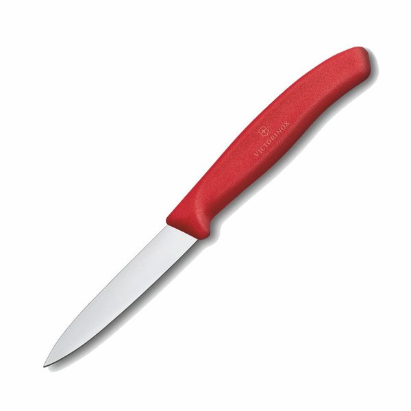 Victorinox 1/2/4/6er Set Gemüsemesser Küchenmesser 8cm mittelspitz   glatte Klinge rot